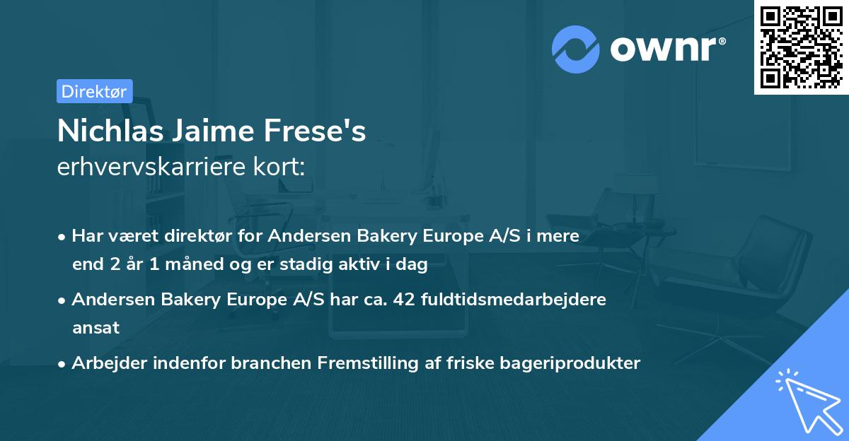 Nichlas Jaime Frese's erhvervskarriere kort