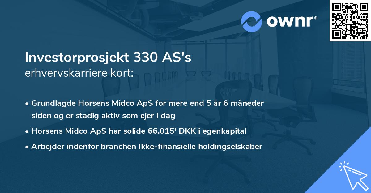 Investorprosjekt 330 AS's erhvervskarriere kort