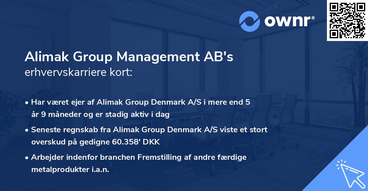 Alimak Group Management AB's erhvervskarriere kort