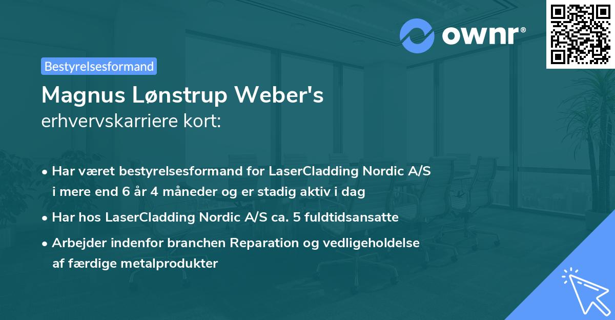 Magnus Lønstrup Weber's erhvervskarriere kort