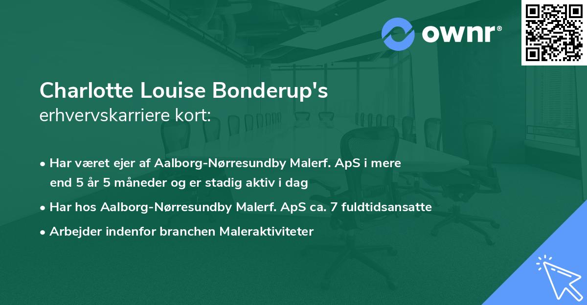Charlotte Louise Bonderup's erhvervskarriere kort
