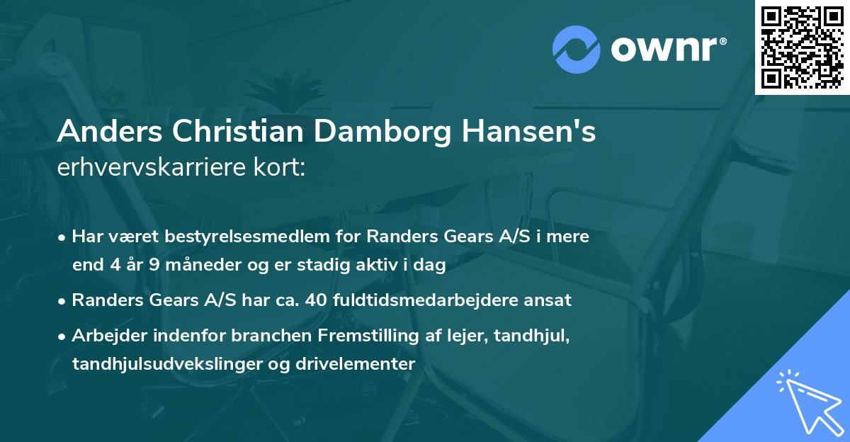 Anders Christian Damborg Hansen's erhvervskarriere kort