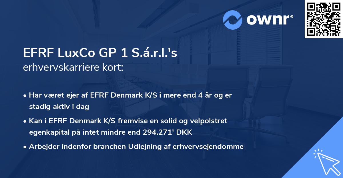 EFRF LuxCo GP 1 S.á.r.l.'s erhvervskarriere kort