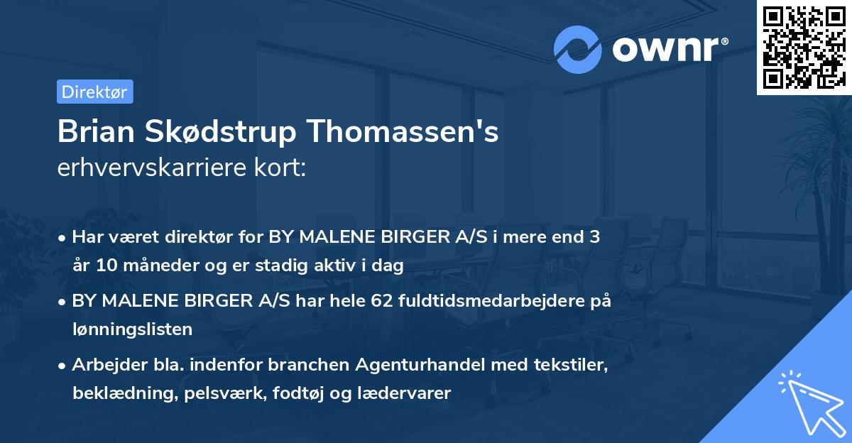 Brian Skødstrup Thomassen's erhvervskarriere kort