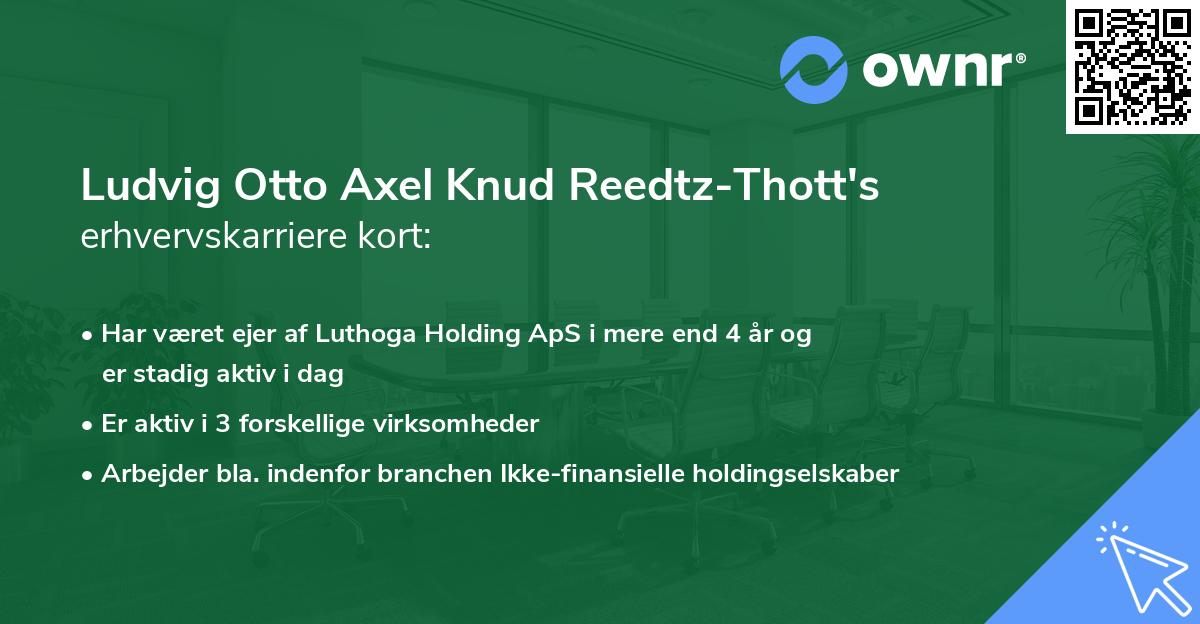 Ludvig Otto Axel Knud Reedtz-Thott's erhvervskarriere kort