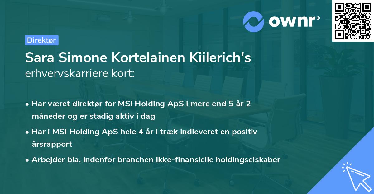 Sara Simone Kortelainen Kiilerich's erhvervskarriere kort