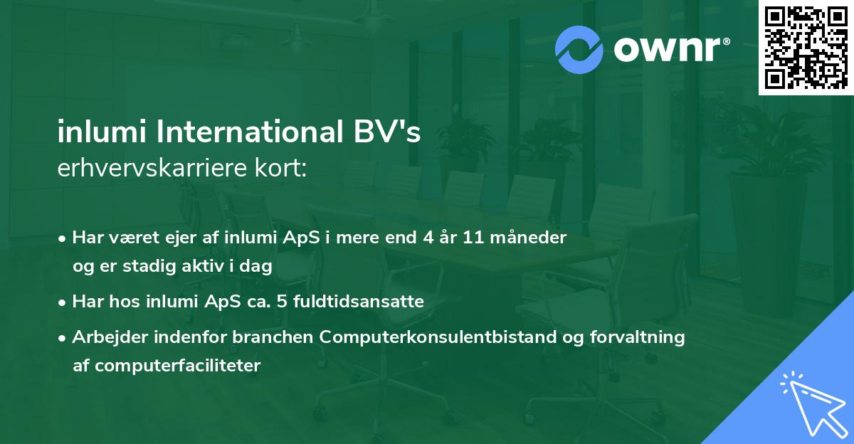 inlumi International BV's erhvervskarriere kort