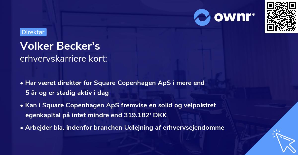 Volker Becker's erhvervskarriere kort