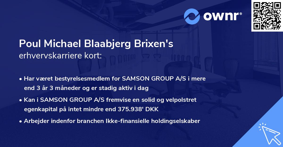 Poul Michael Blaabjerg Brixen's erhvervskarriere kort