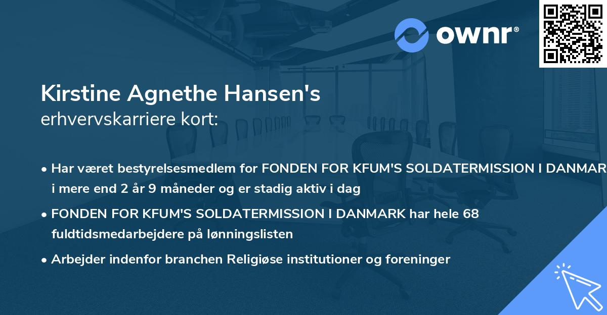 Kirstine Agnethe Hansen's erhvervskarriere kort