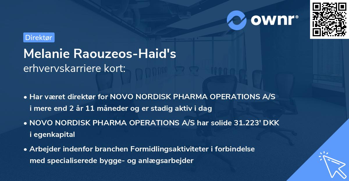 Melanie Raouzeos-Haid's erhvervskarriere kort