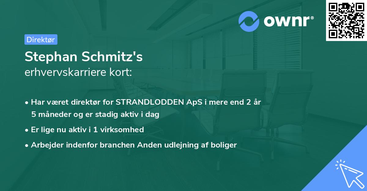 Stephan Schmitz's erhvervskarriere kort