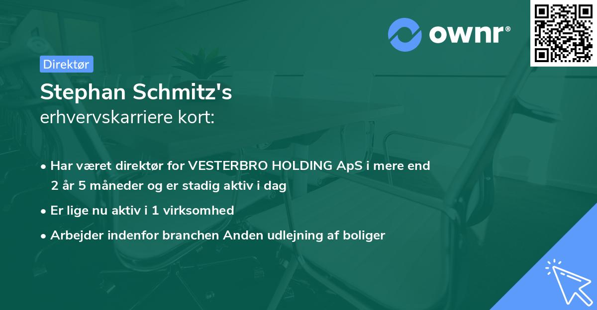 Stephan Schmitz's erhvervskarriere kort