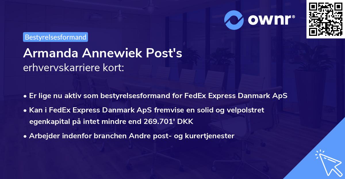 Armanda Annewiek Post's erhvervskarriere kort