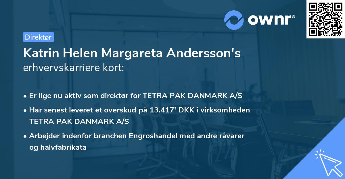 Katrin Helen Margareta Andersson's erhvervskarriere kort