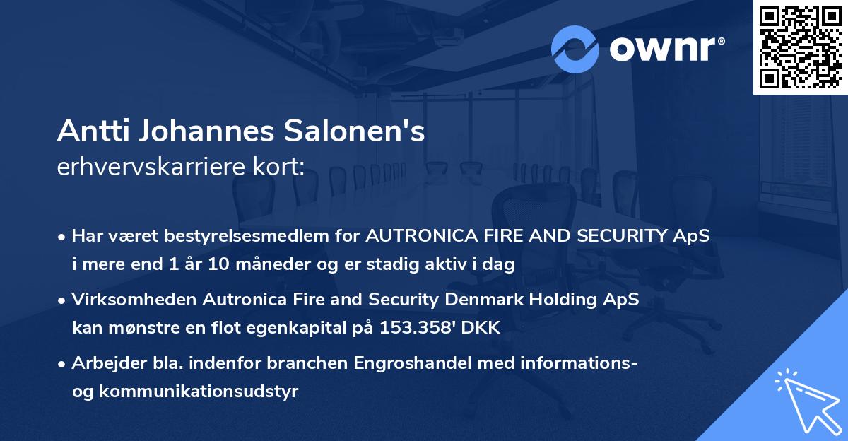 Antti Johannes Salonen's erhvervskarriere kort