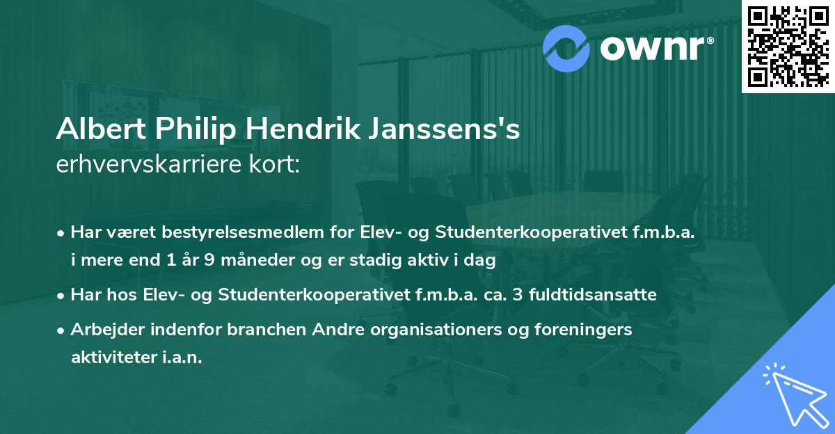 Albert Philip Hendrik Janssens's erhvervskarriere kort