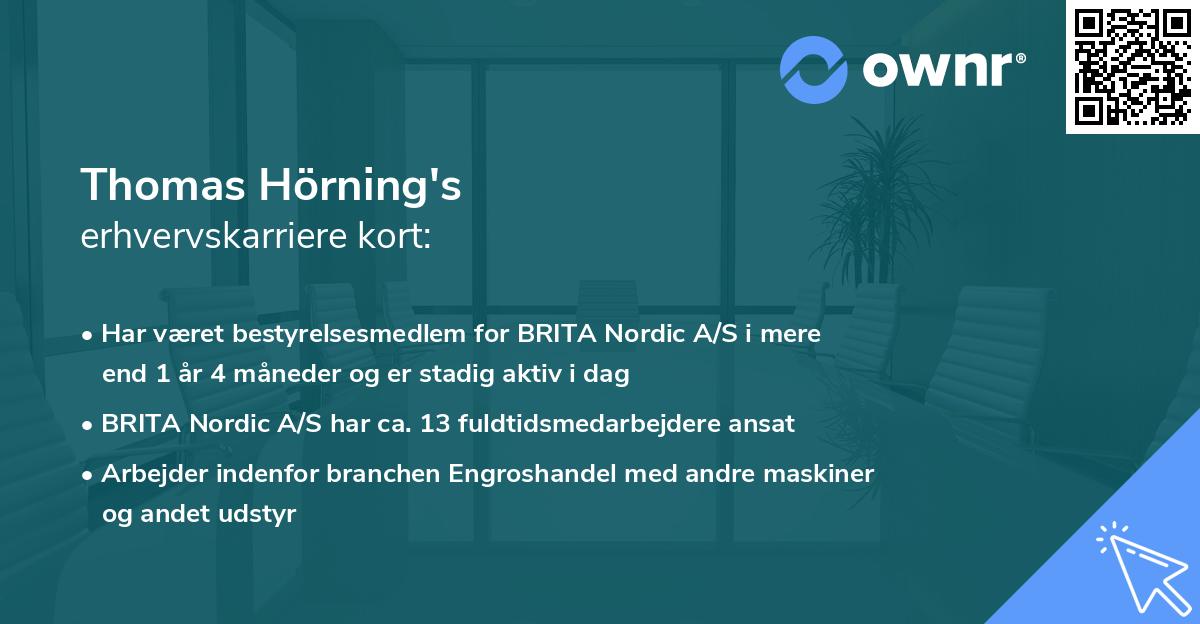 Thomas Hörning's erhvervskarriere kort