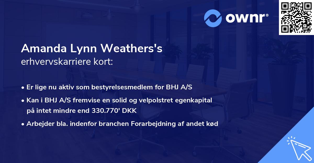 Amanda Lynn Weathers's erhvervskarriere kort