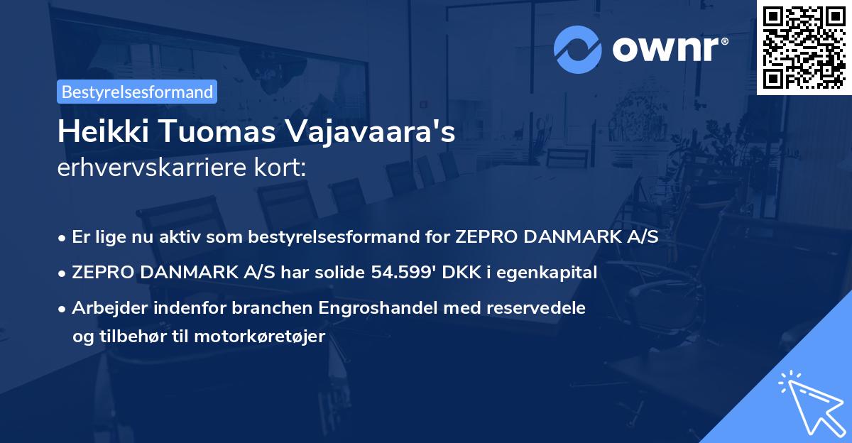 Heikki Tuomas Vajavaara's erhvervskarriere kort