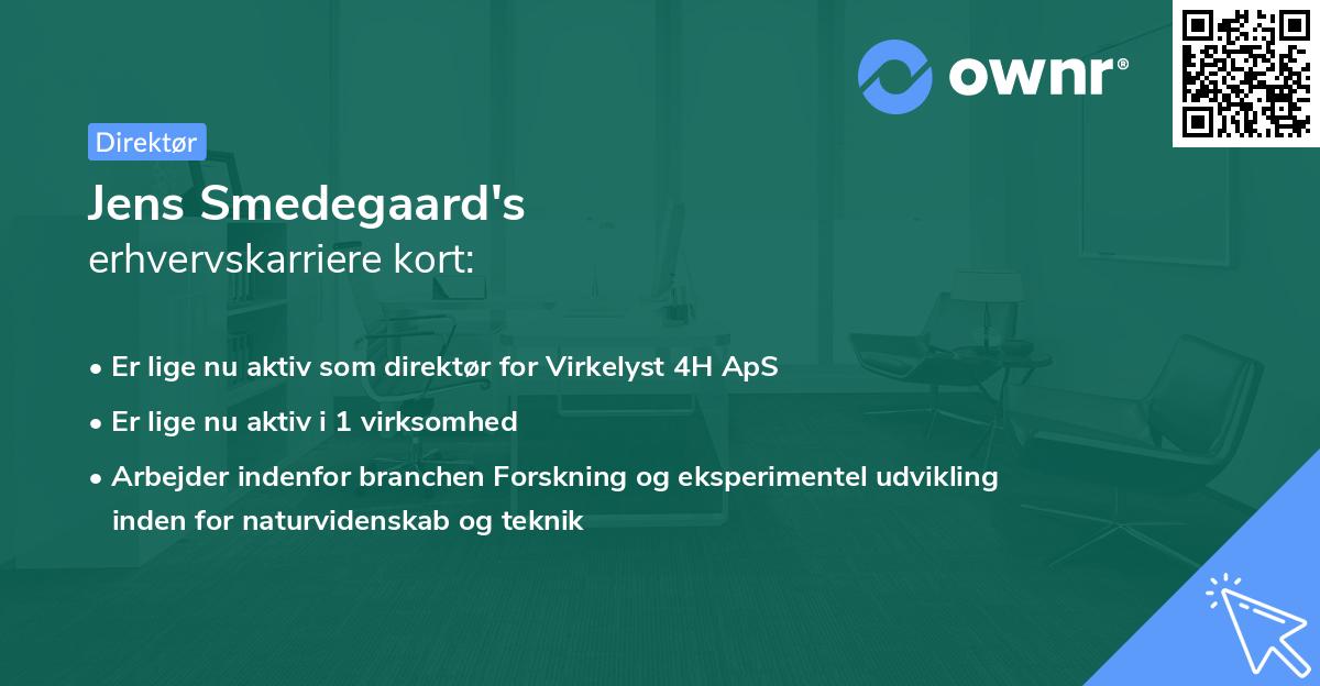 Jens Smedegaard's erhvervskarriere kort