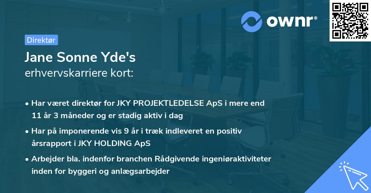 Jane Sonne Yde's erhvervskarriere kort