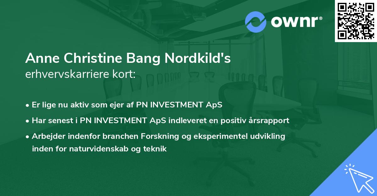 Anne Christine Bang Nordkild's erhvervskarriere kort