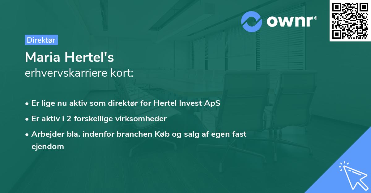 Maria Hertel's erhvervskarriere kort