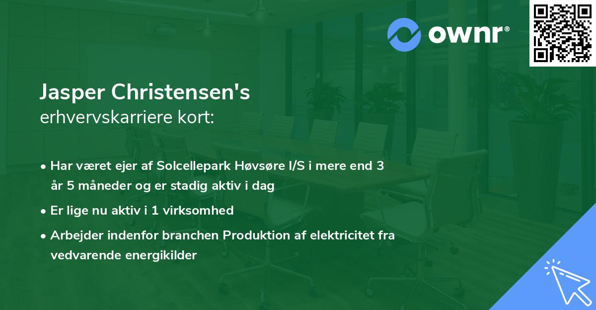 Jasper Christensen's erhvervskarriere kort