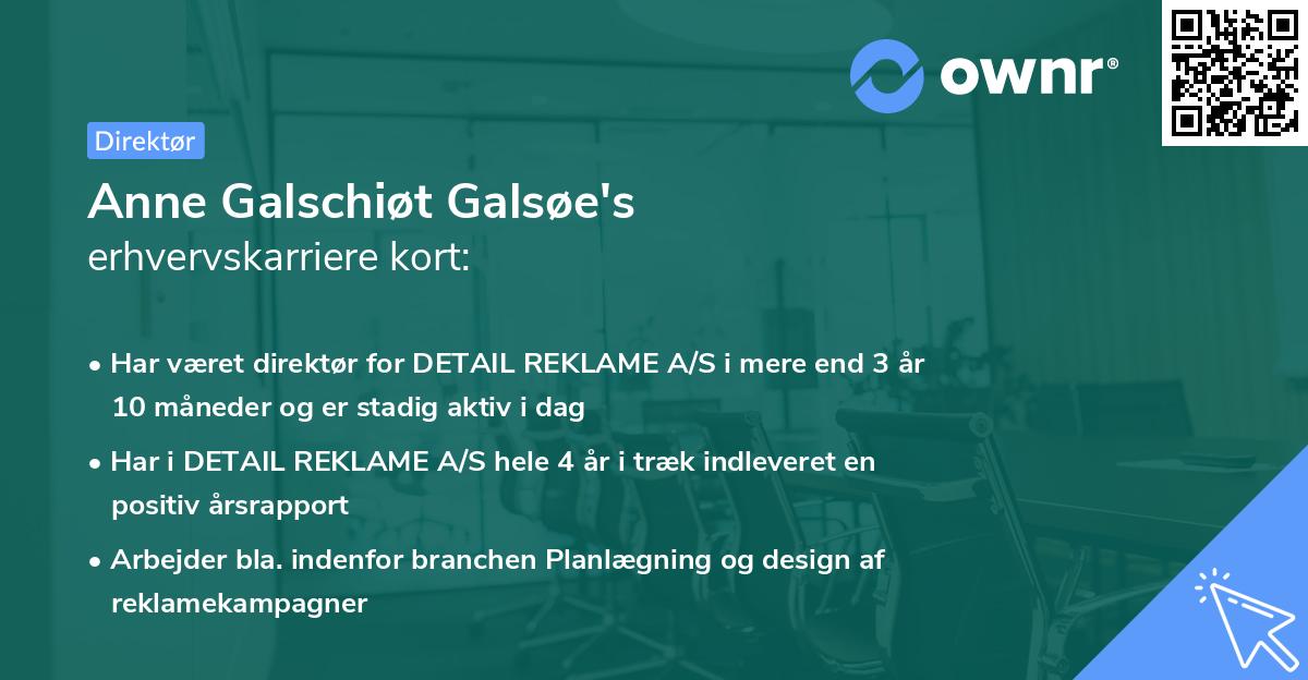 Anne Galschiøt Galsøe's erhvervskarriere kort