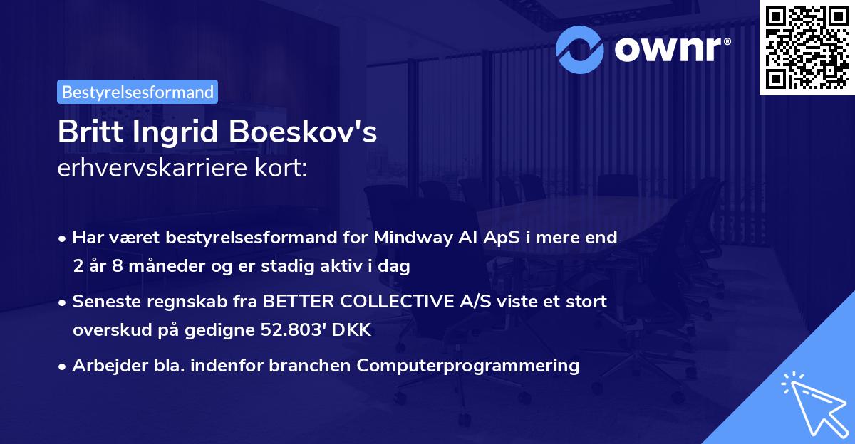 Britt Ingrid Boeskov's erhvervskarriere kort