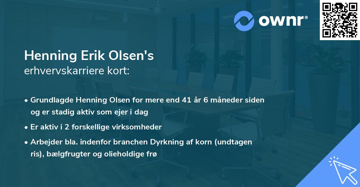 Henning Erik Olsen's erhvervskarriere kort