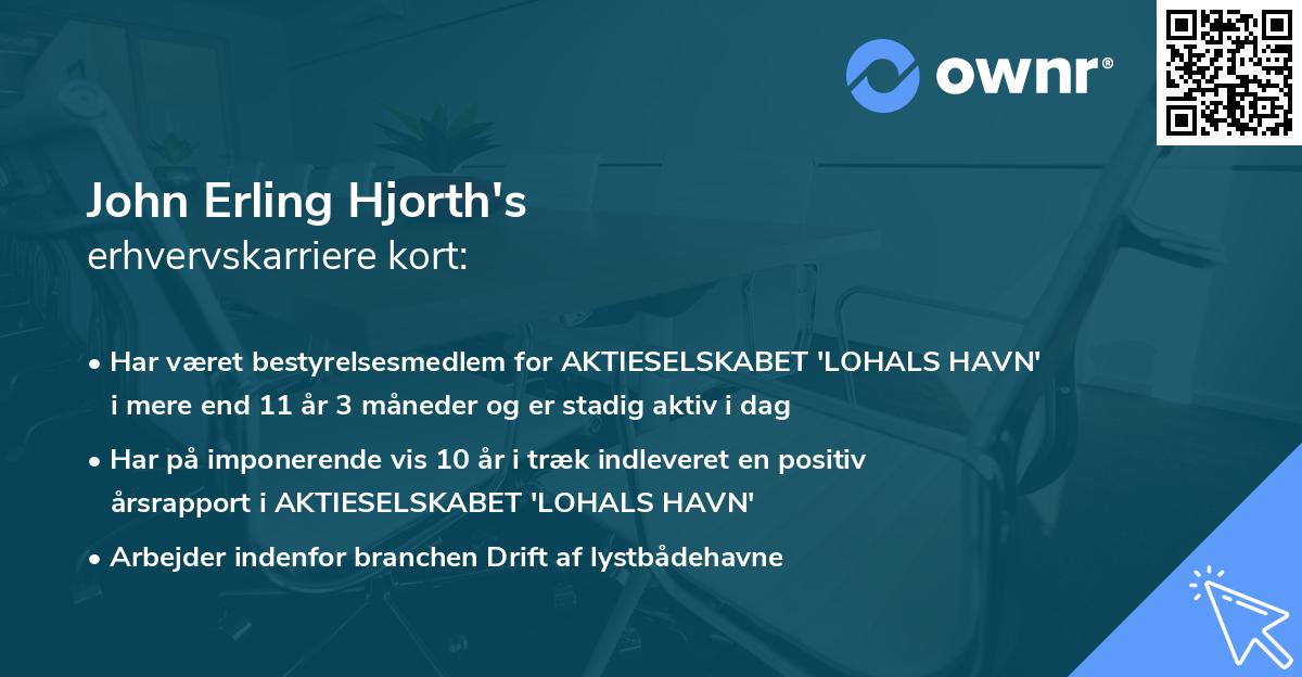 John Erling Hjorth's erhvervskarriere kort