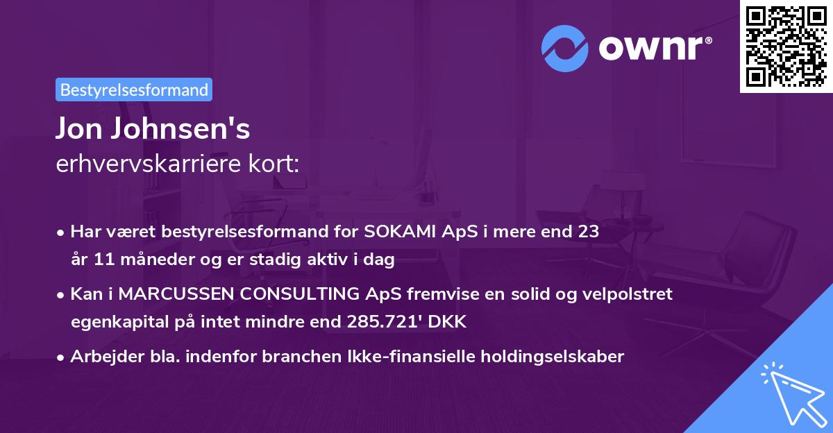 Jon Johnsen's erhvervskarriere kort
