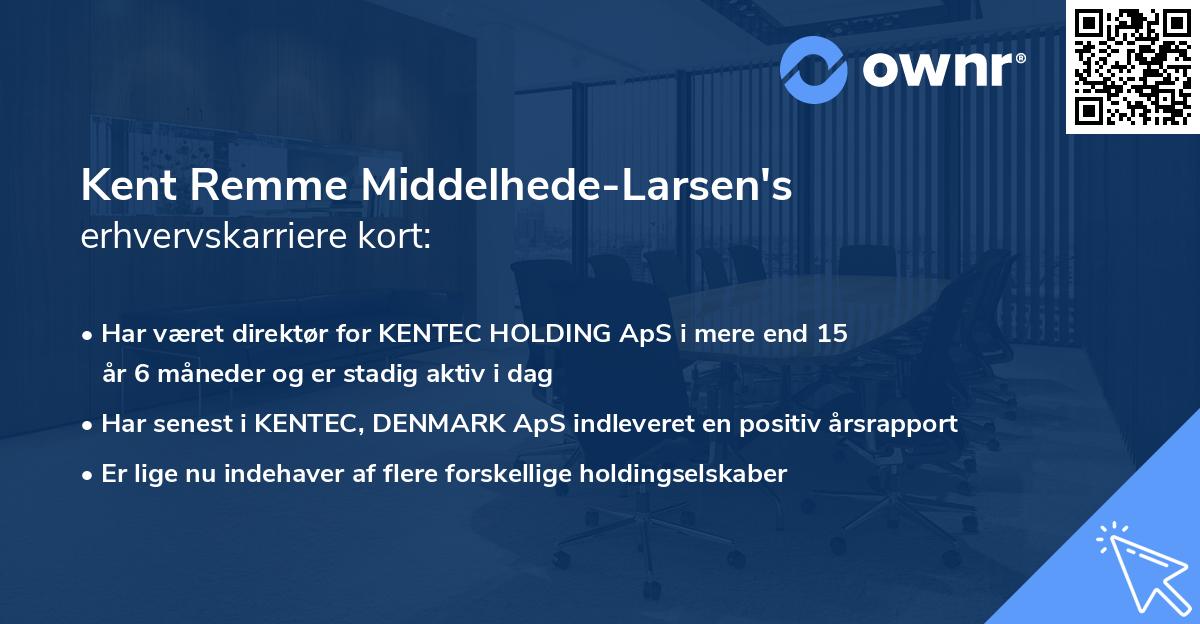 Kent Remme Middelhede-Larsen's erhvervskarriere kort