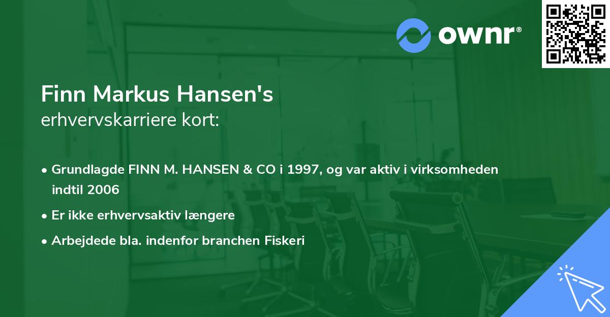 Finn Markus Hansen's erhvervskarriere kort