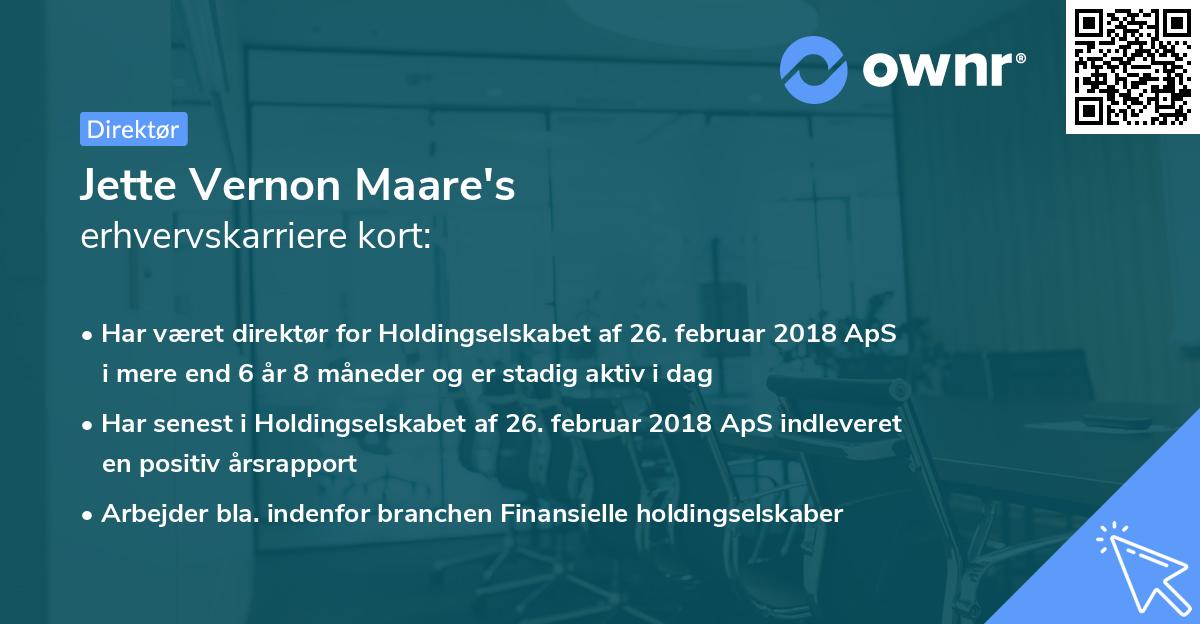 Jette Vernon Maare's erhvervskarriere kort