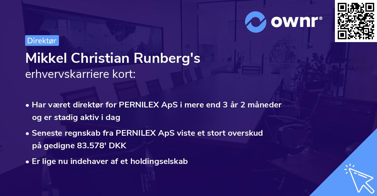 Mikkel Christian Runberg's erhvervskarriere kort