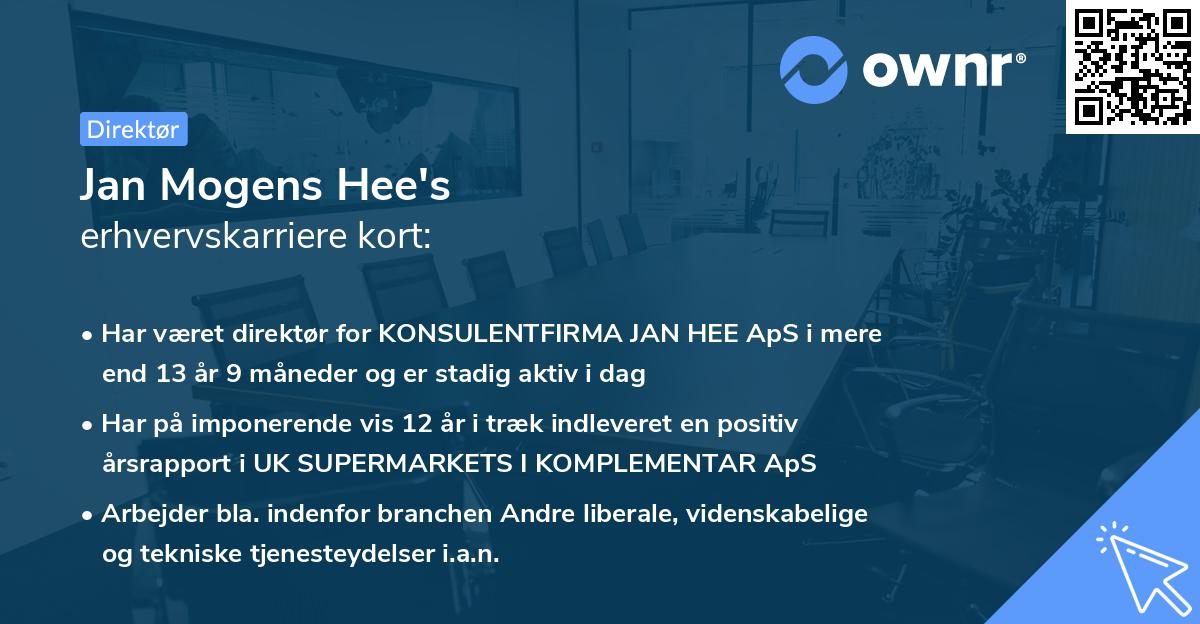 Jan Mogens Hee's erhvervskarriere kort
