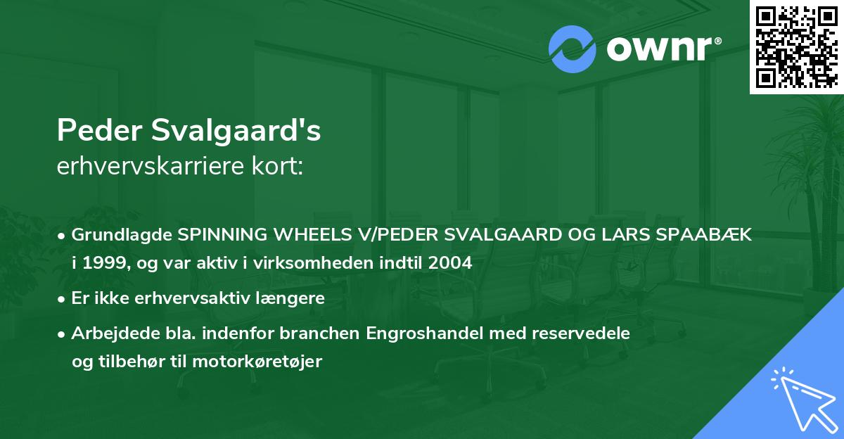 Peder Svalgaard's erhvervskarriere kort