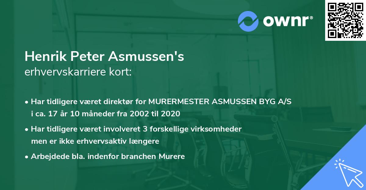 Henrik Peter Asmussen's erhvervskarriere kort