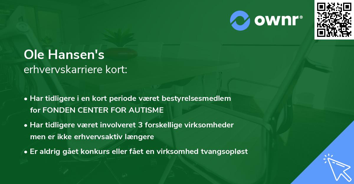 Ole Hansen's erhvervskarriere kort