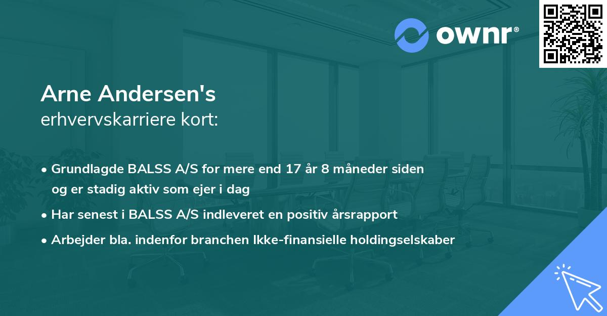 Arne Andersen's erhvervskarriere kort