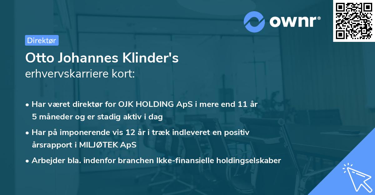 Otto Johannes Klinder's erhvervskarriere kort