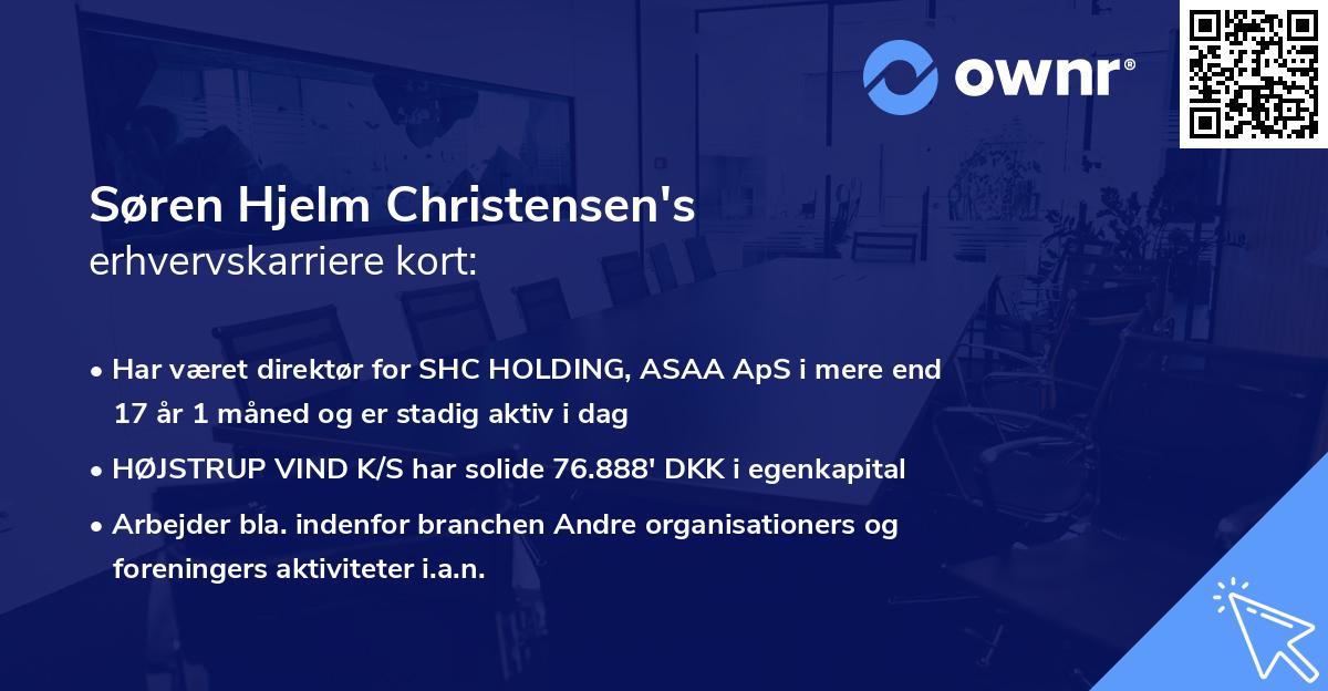 Søren Hjelm Christensen's erhvervskarriere kort