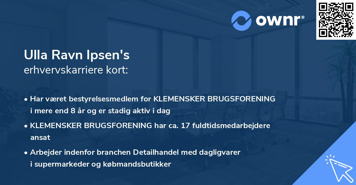 Ulla Ravn Ipsen's erhvervskarriere kort