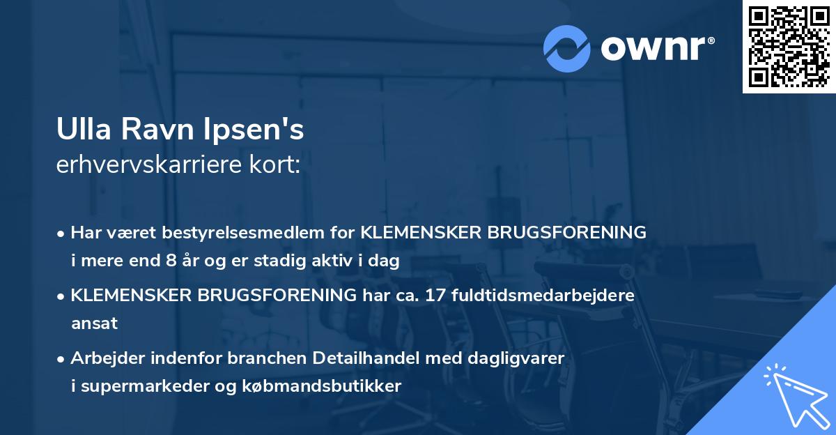Ulla Ravn Ipsen's erhvervskarriere kort