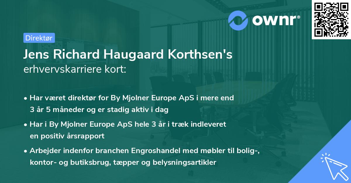 Jens Richard Haugaard Korthsen's erhvervskarriere kort