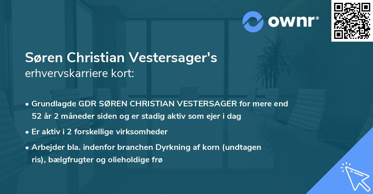 Søren Christian Vestersager's erhvervskarriere kort