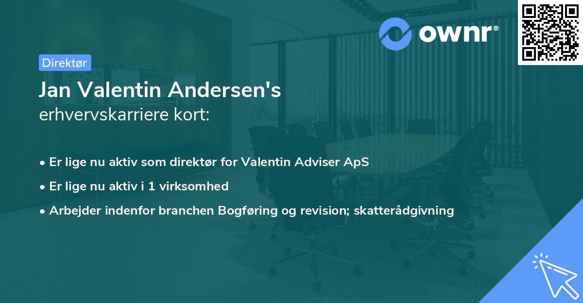 Jan Valentin Andersen's erhvervskarriere kort